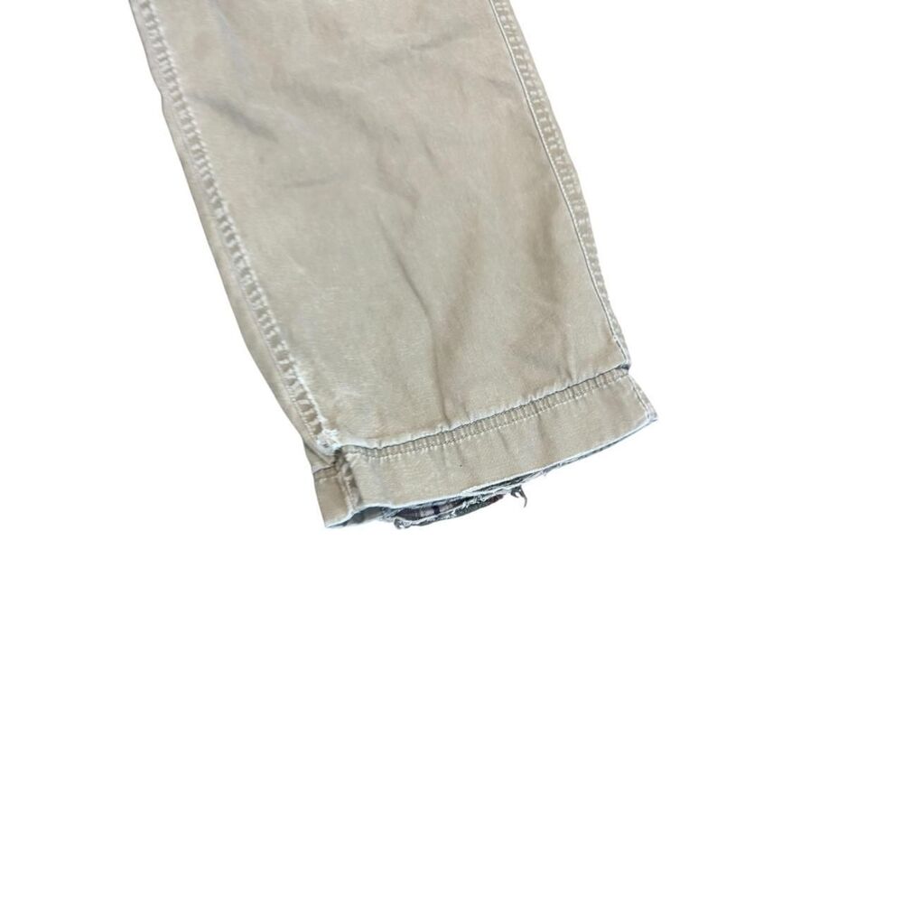 L.L.Bean tan & cream cotton pants with plaid lining, size L - Picture 5 of 5